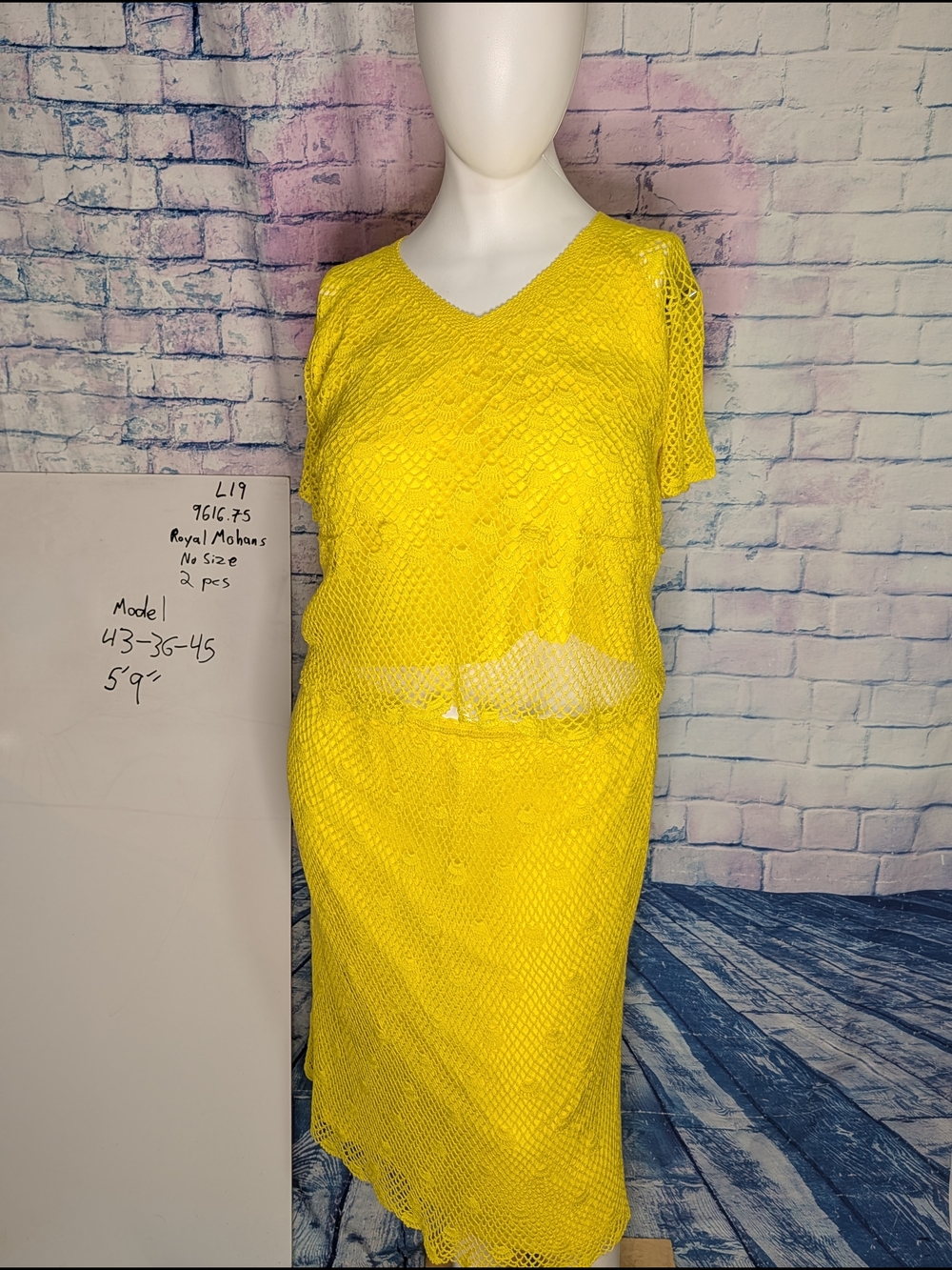 Yellow Crochet Two-Piece Skirt Set - Unbranded And No Size See Measurements